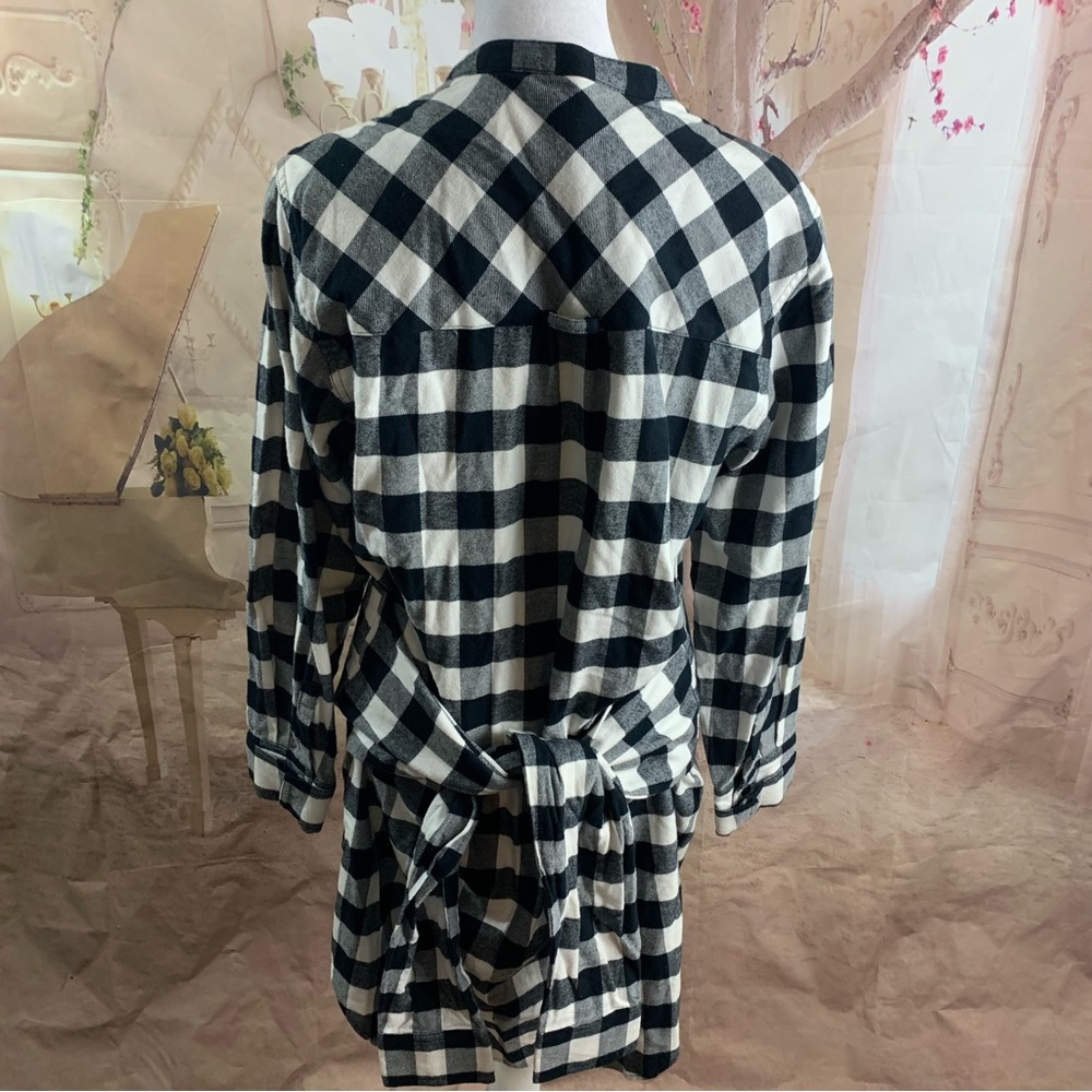Derek Lam 10 Crosby Checker Plaid Flannel Tie Tunic Dress - Picture 10 of 14